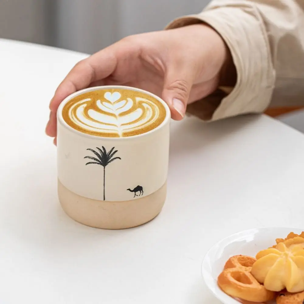 Vintage Retro Ceramic Mug Hand-painted Handmade Ceramic Tea Cup esert Scene Art Desert Camel Ceramic Coffee Cup Daily Drinking