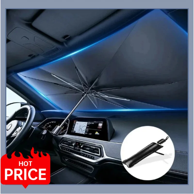 Sombrinha Dobrável para Carro com Cola Prateada, Protetor Solar UV para Para-brisa Frontal, Acessórios para Carro
