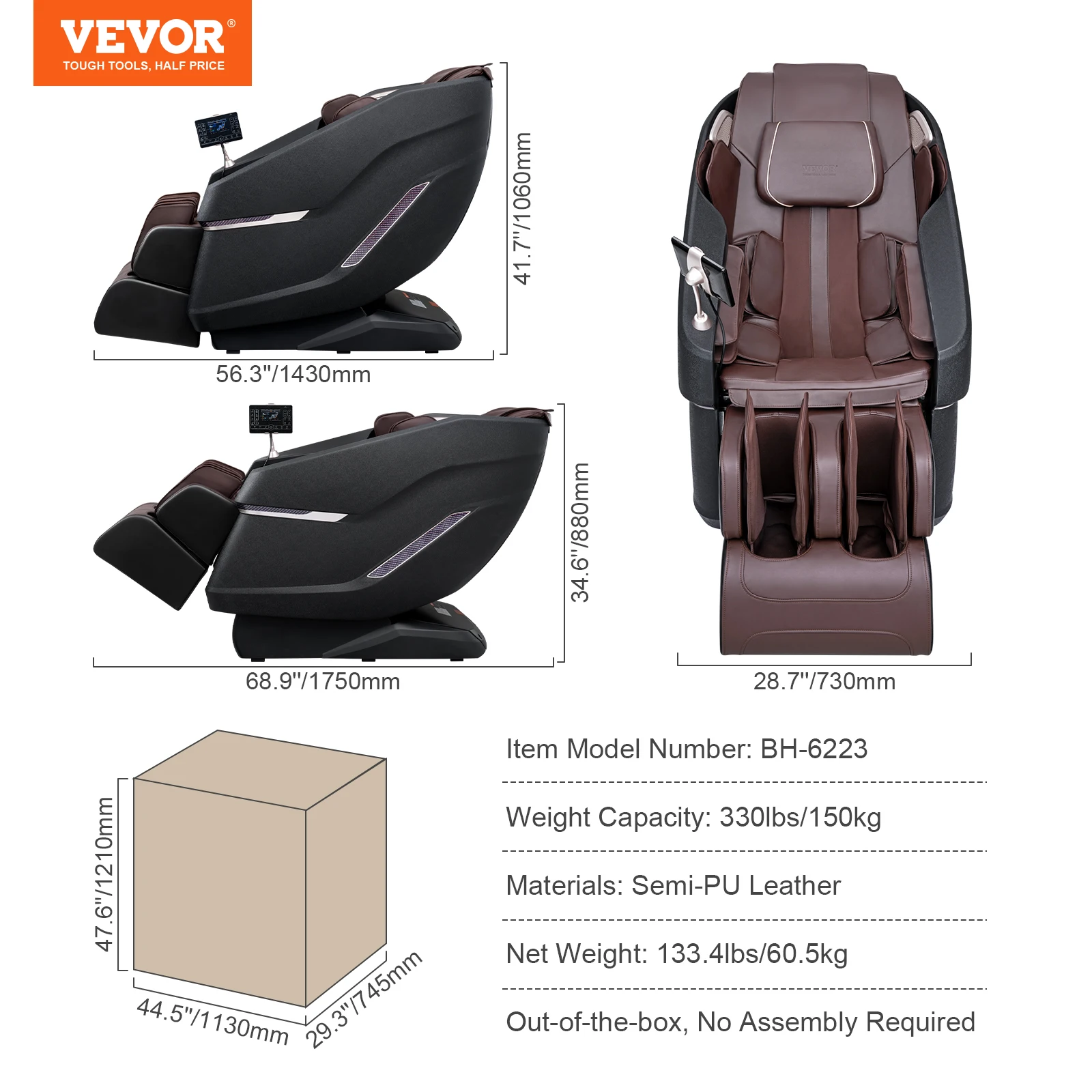 SucceBuy Massagestoel - Zero Gravity-fauteuil voor het hele lichaam met meerdere automodi 3D Shiatsu-verwarming Bluetooth-luidspreker Voetroller - afbeelding 1