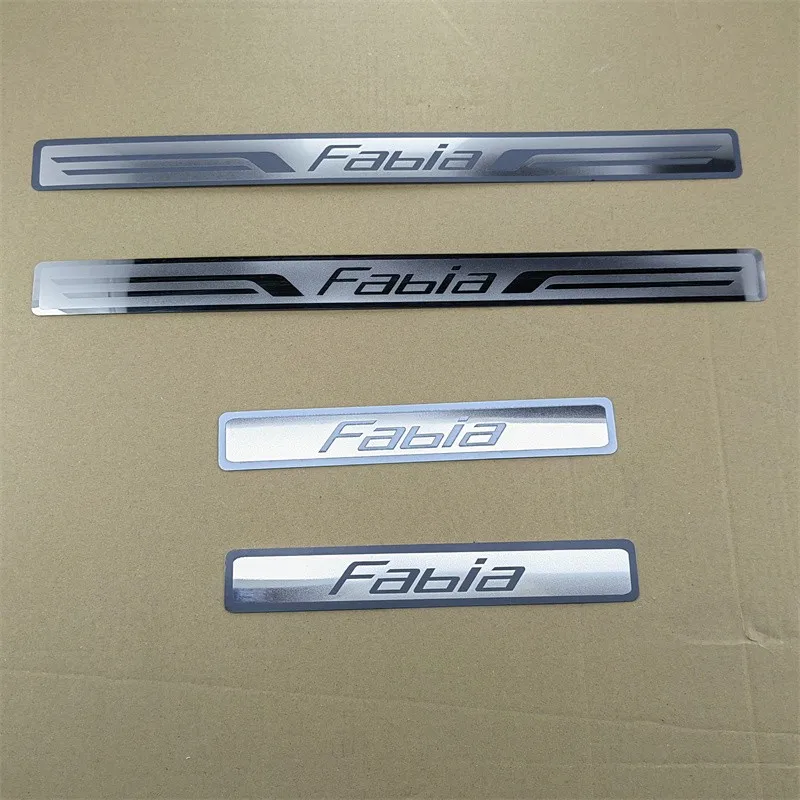 For Skoda Fabia 2006-2020 Car Accessories Door Sill Scuff Plate Trim Stainless Steel Welcome Pedal Car Styling Protector Sticker