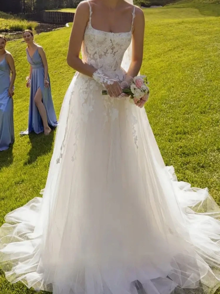 

A3111 Простой дизайн Свадебные платья в стиле бохо Кружева Тюль А-силуэта Свадебное платье невесты Vestido De Noiva Пром для особых случаев по индивидуальному заказу