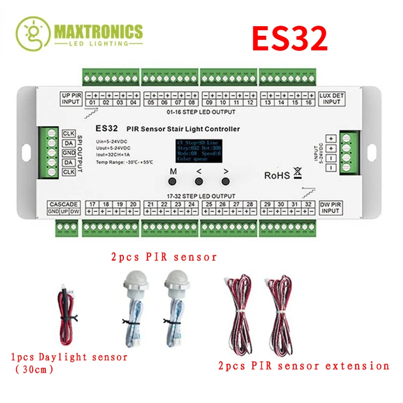 corpo humano interruptor sensor infravermelho cinto de luz led stair light controller saida conectada a baixa tensao es32 pir 32ch 01