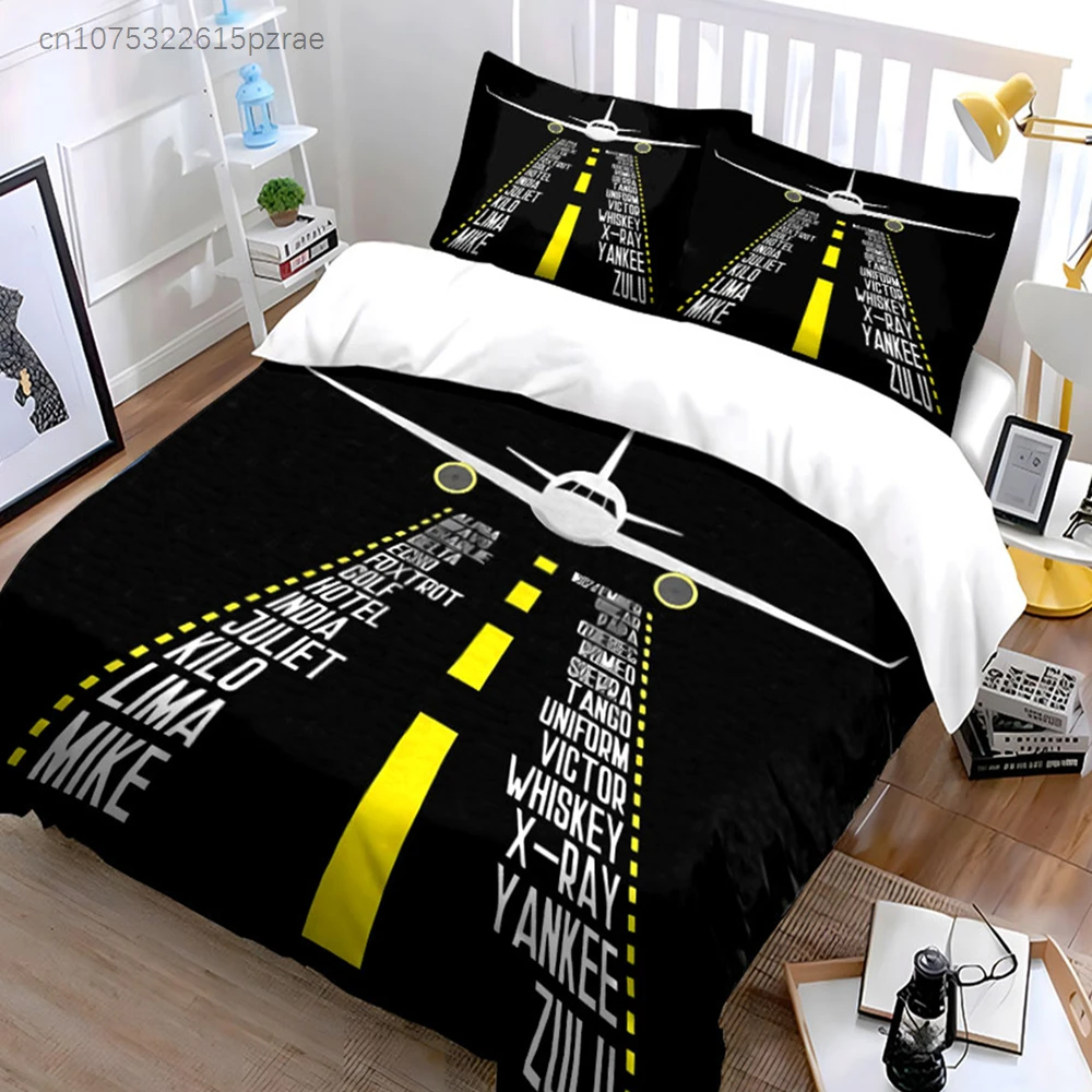 "Airplane Themed Desk Decor Set" Multiple Sizes kid's And adults' Bedroom Exquisite 3PC Bedding set, Gift
