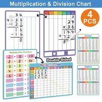 4PCS Dry Erase Multiplication & Division Chart Whiteboard Double Sided Children Learning Math garme for Kids Students Classroom