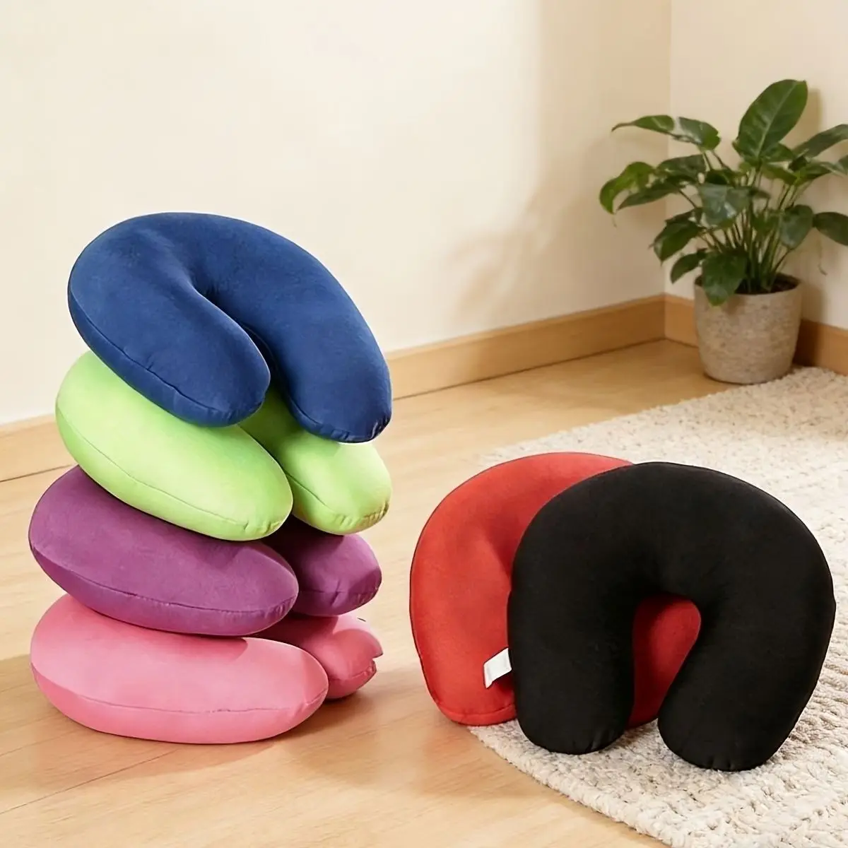 Travel Neck Pillow Airplane Pillow Foam Particles for Head Support Soft Adjustable Pillow/Travel Pillow for Plane Car & Home