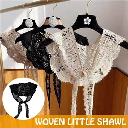 New Comfortable Simple High Quality Women's Lapel Large Shawl Wrapped with Ribbon Bow and Fake Double Necklace LL@17