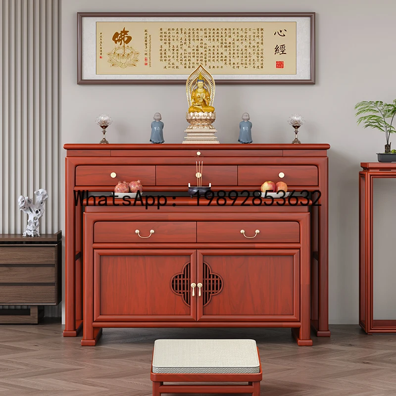 XL Ebony Chinese Style Solid Wood Altar Incense Table for Home Living Room Buddha Shrine God of Wealth Altar Buddhist Hall