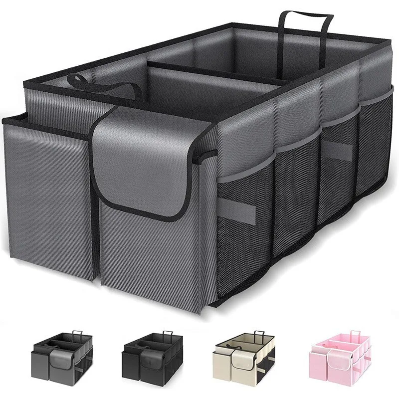 Car Trunk Storage Box Organizer for Trunk Foldable SUVs Sedans Sturdy Tools Sundries Fire Extinguisher Car Interior Accessories