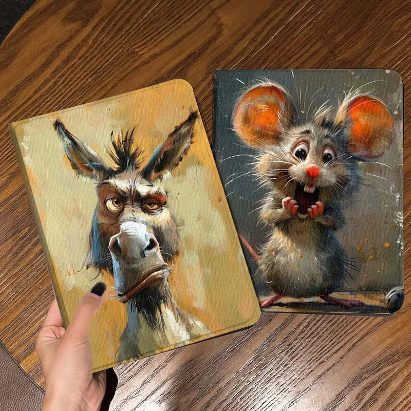 

Art Mouse Horse Bird Popular For iPad Pro Air Mini 2 3 4 5 6 7 6th 7th 10th 11th 10.2 9.7 10.5 11 Foldable Tablet Case Gift