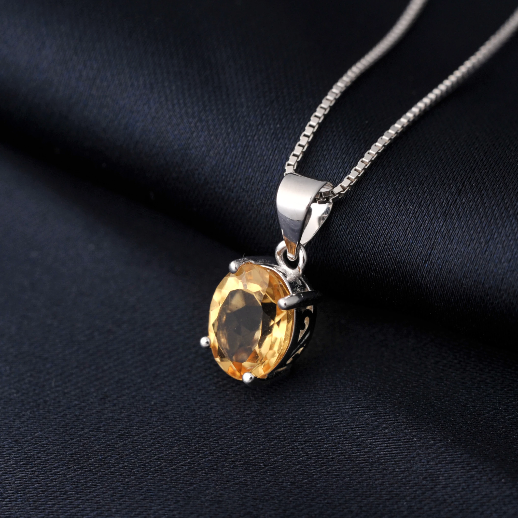 Potiy Oval 2.22ct Garnet Citrine Sky Blue Topaz Amethyst Pendant Necklace No Chain 925 Sterling Silver Daily Birthstones Women