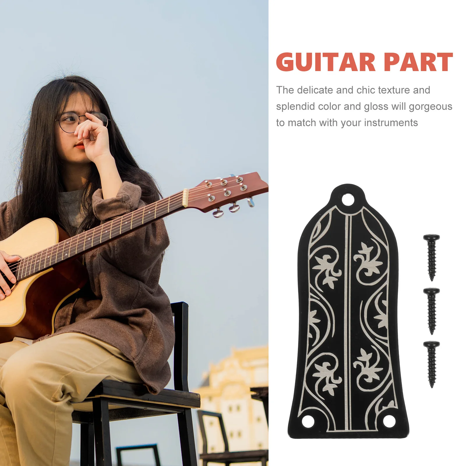 

Guitar Truss Rod Cover Replacement Part Metal Durable Practical Small Volume Easy Carry Exquisite Workmanship Guitar Supplies