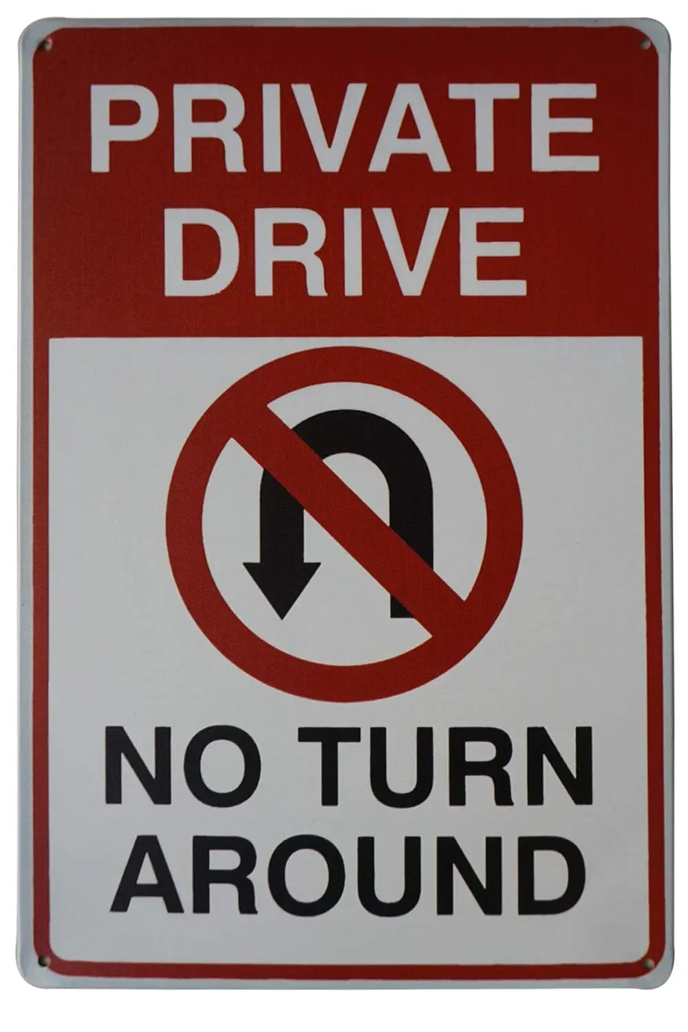 Y1,LASMINE Private Drive No Turn Around Embossed Metal Tin Sign with U-Turn Symbol Driveway Signs Turna