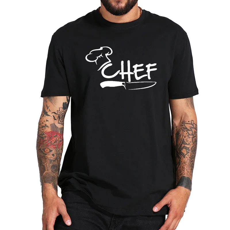 Chef T shirt Fashion  Cook Tee cap kitchen knife Epicure Clothes High Quality O-neck Tops Cotton Restaurant Size4XL5XL