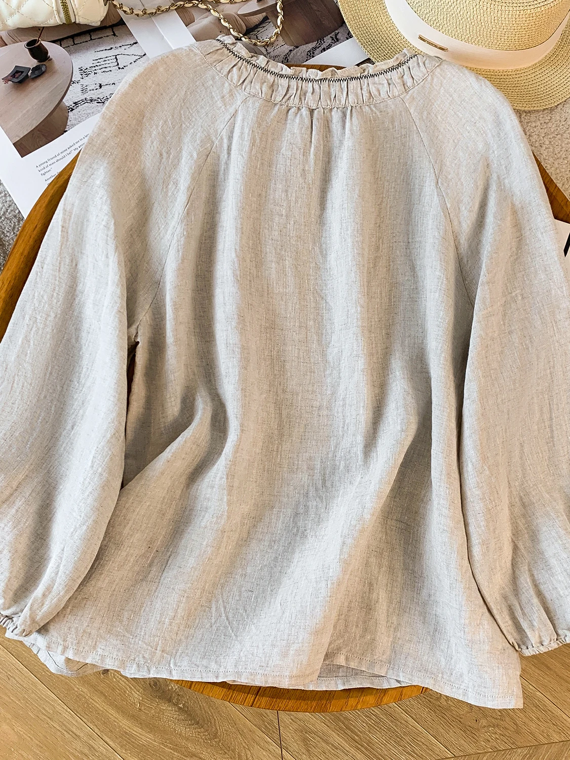 Dames losvallende lange Sve linnen katoenmix irt ronde Ne Pullover Vintage Sle Casual comfortabele ademende top