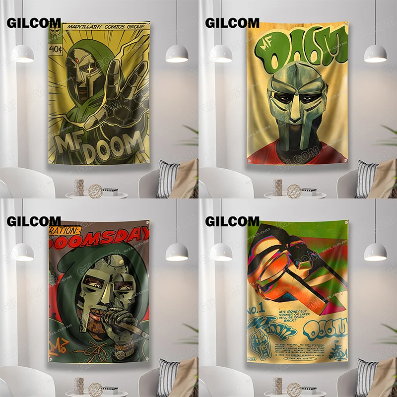 MF Doom Flag American Hip-Hop Singer Star Classic Music Album Vintage Posters Tapestry Banner Room Home Bar Cafe Wall Decor