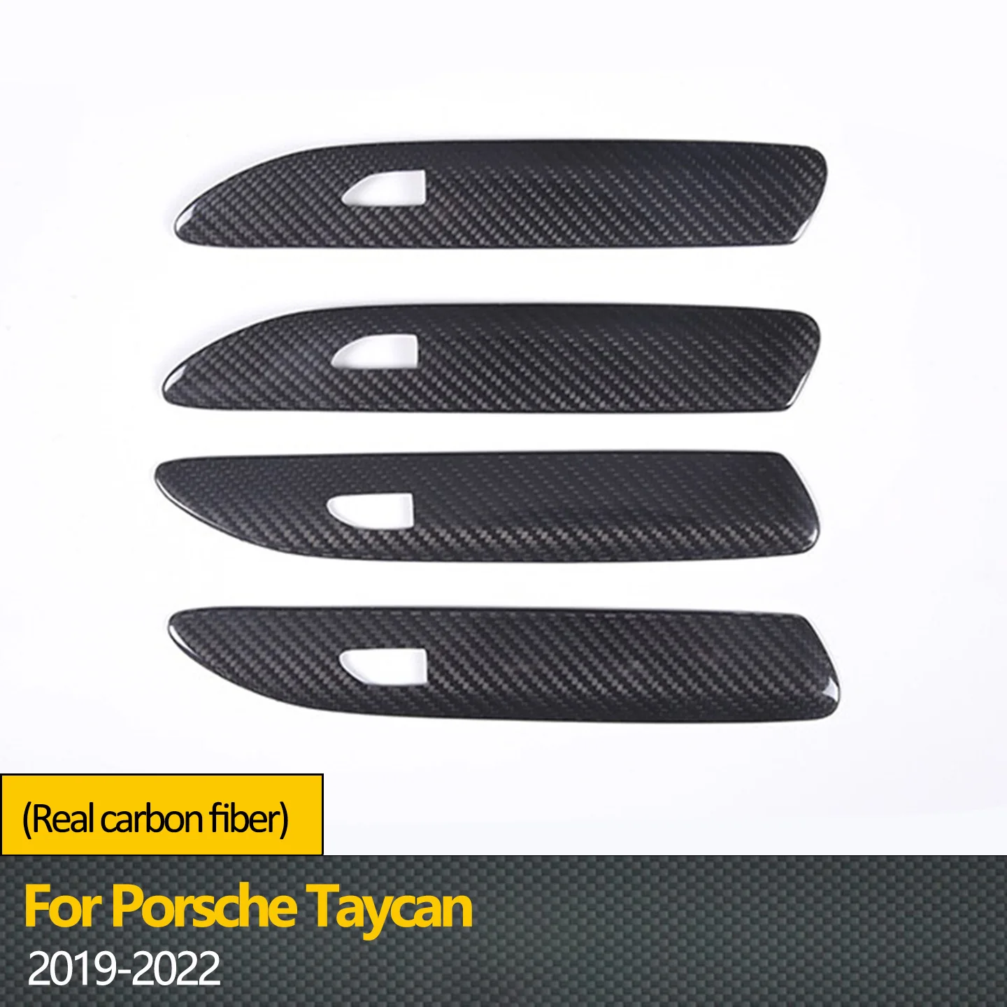 

Suitable for 2019-2022 Porsche Taycan Genuine Carbon Fiber Car Door Panel Trim Handle Decorative Accessories