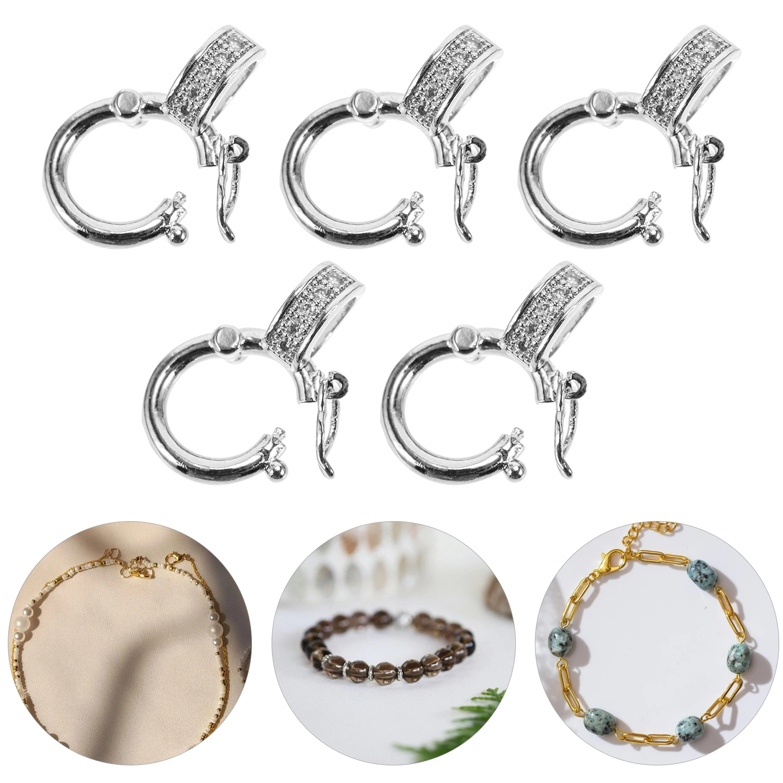 

5pcs Universal Buckle Small Bracelet Clasps Decorative Connectors Copper DIY Delicate Converter Versatile Metal Necklace Clasp