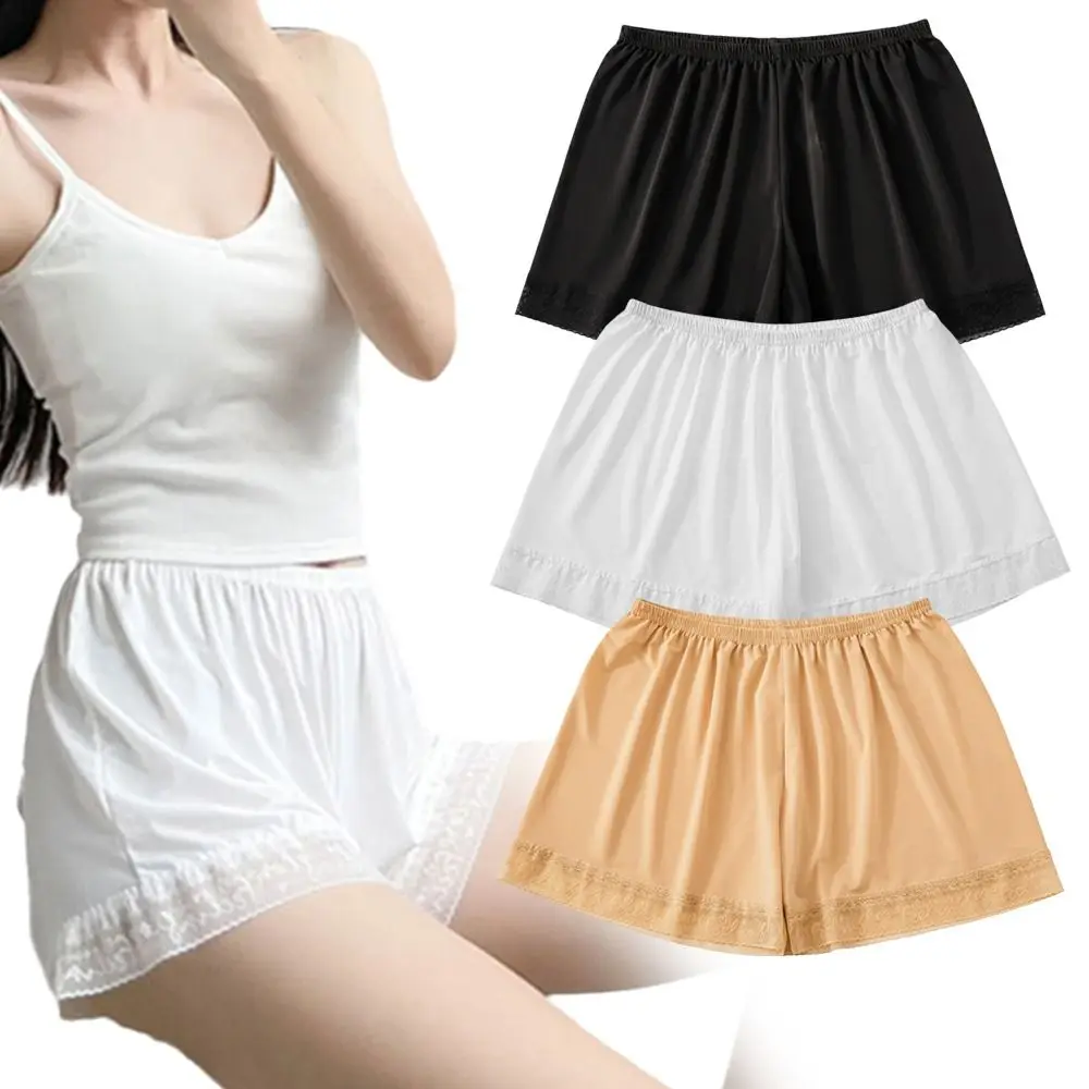 

Fashion Ice Silk Lace Underwear Soft Breathable Seamless Short Pants Elastic Comfortable Safety Short Pants Summer