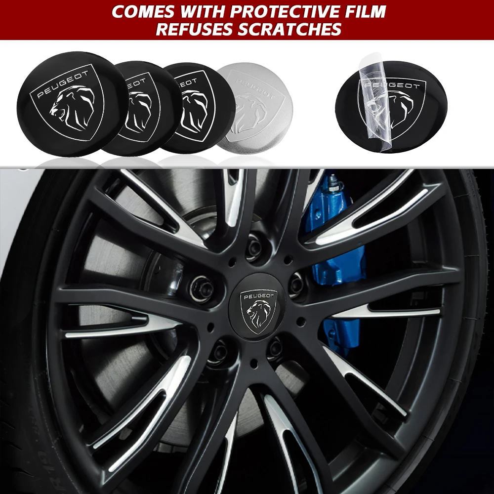56/60/65mm Car Wheel Center Hub Caps Cover Rim Stickers Accessories For Peugeot 206 207 208 306 307 308 406 407 Rifter 3008 5008 view 2