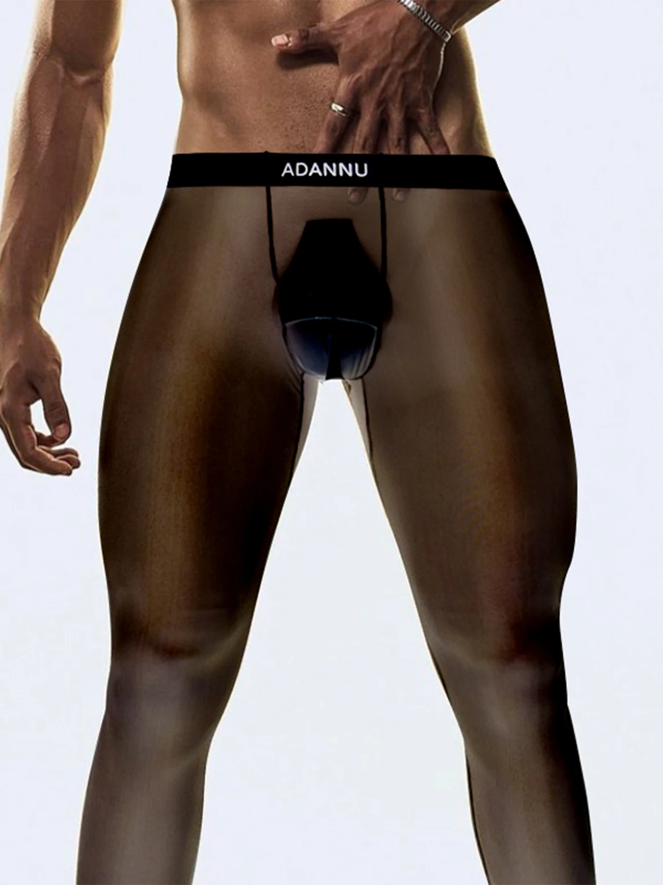 

1 шт., мужские теплые ультратонкие брюки, быстросохнущие спортивные беговые суперпрозрачные высокоэластичные мужские модные леггинсы