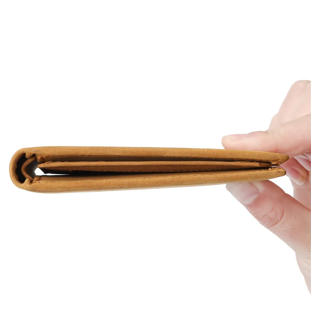 Vintage Genuine Leather Men's Wallet  Trifold Wallet Thin Short Multi Function ID Credit Card Holder Male Purse Money