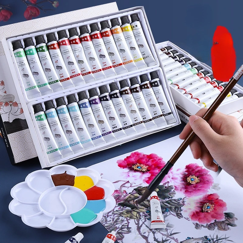 12/24/36colors Chinese Painting Pigment Set Professional Student Art Ink Painting Materials for Beginners