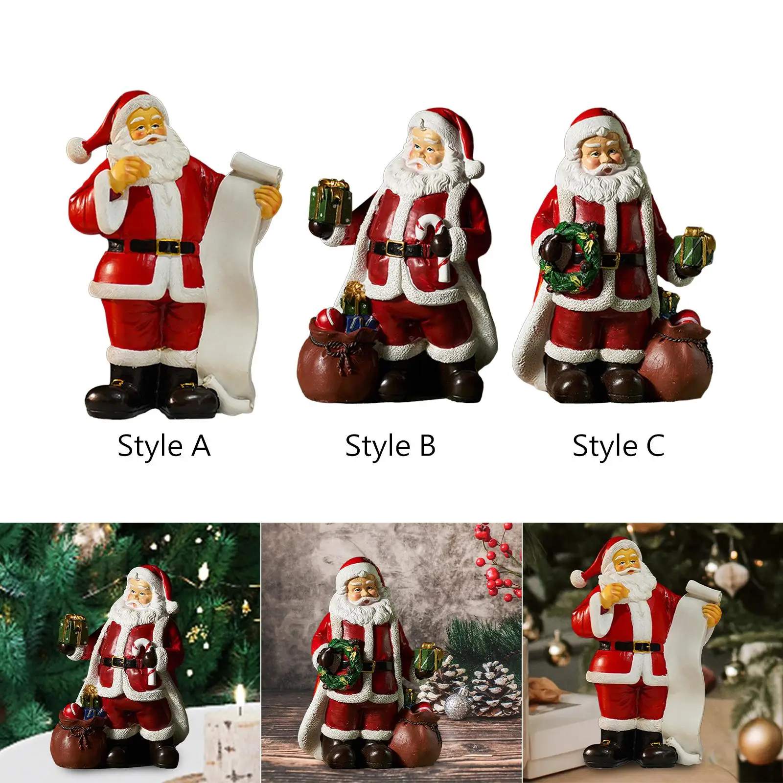 Santa Figurine Resin Santa Claus Decorations for Farmhouse Home Office Table