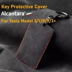 Key Protective Cover for Tesla Model 3/Y/S/X/3+ Alcantara Key Holder Card Key Replacement Case Shell Decoration Car Accessories