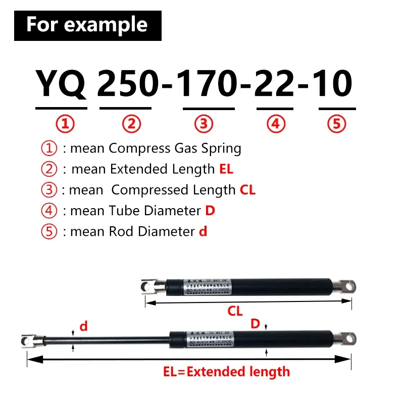 1PC 700N/157LB 150-300mm Universal Gas Strut Eyelet Endings Lift Support Storage RV Bed Window Lift Lid Support Gas Spring Hinge