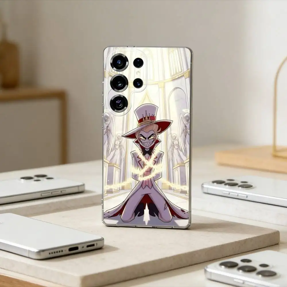 Hazbin H-Hotel Lucifer Magne Phone Case For Samsung S25,S24,S21,S22,S23,S30,Ultra,S20,Plus,Fe,Note,10,9,5G Transparent Cover