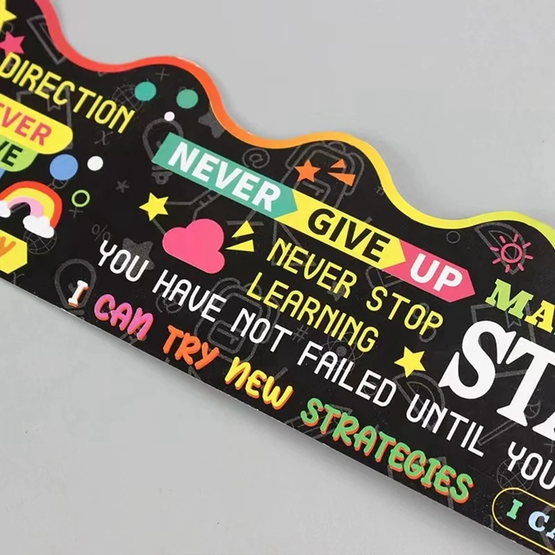 Bordas do quadro de avisos borda recortada incentivar guarnição para decoração de sala de aula borda decoração papel de fundo 16m-pzzw