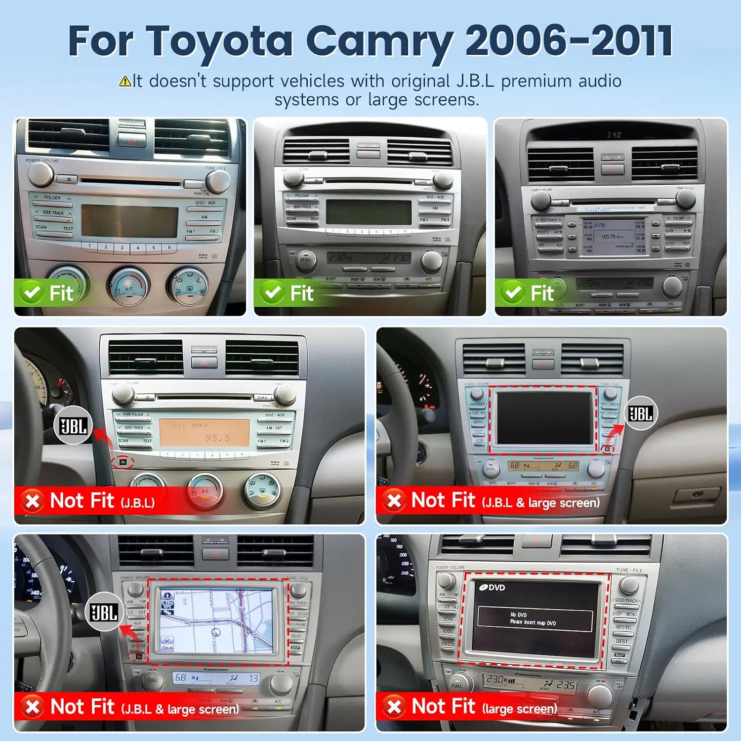 Linux Car Radio for Toyota Camry 2006-2011 Fast Boot Wireless CarPlay & Android Auto, 9 inch Touch Screen for Toyota Camry Blue