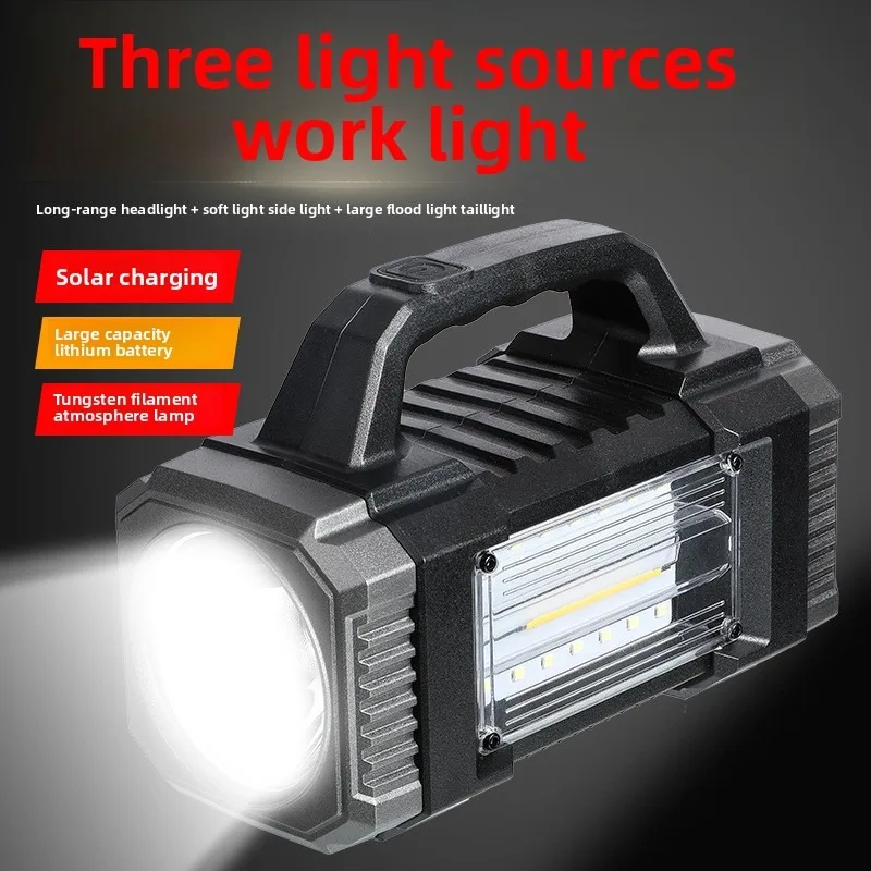 

Portable Multi - functional Searchlight with Solar Charging - Super Bright, Strong Light Flashlight for Emergency Use