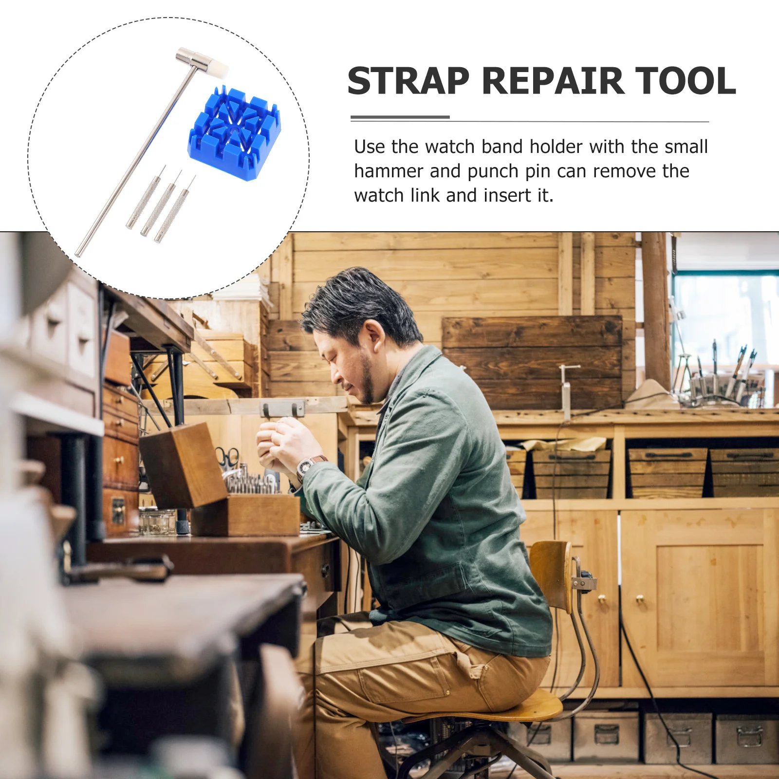 

1Set Watchband Repair Kit Watch Link Remover Tool Alloy Plastic Strap Holder Pin Watch Repair Tools Device