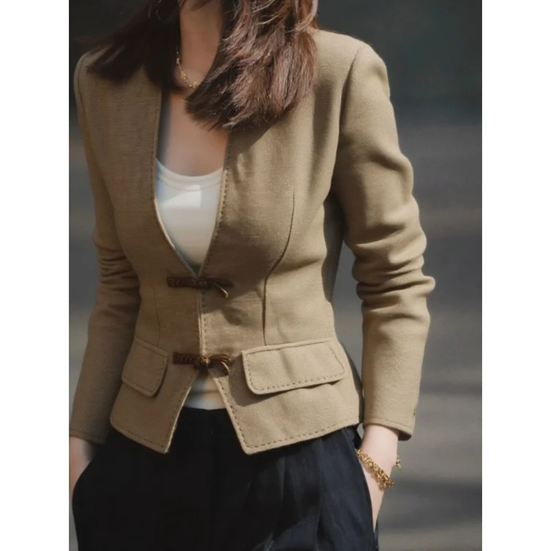 2025 Neue Jacke Tops Licht Reife Herbst Schöne Braune Kurze Jacken Frauen