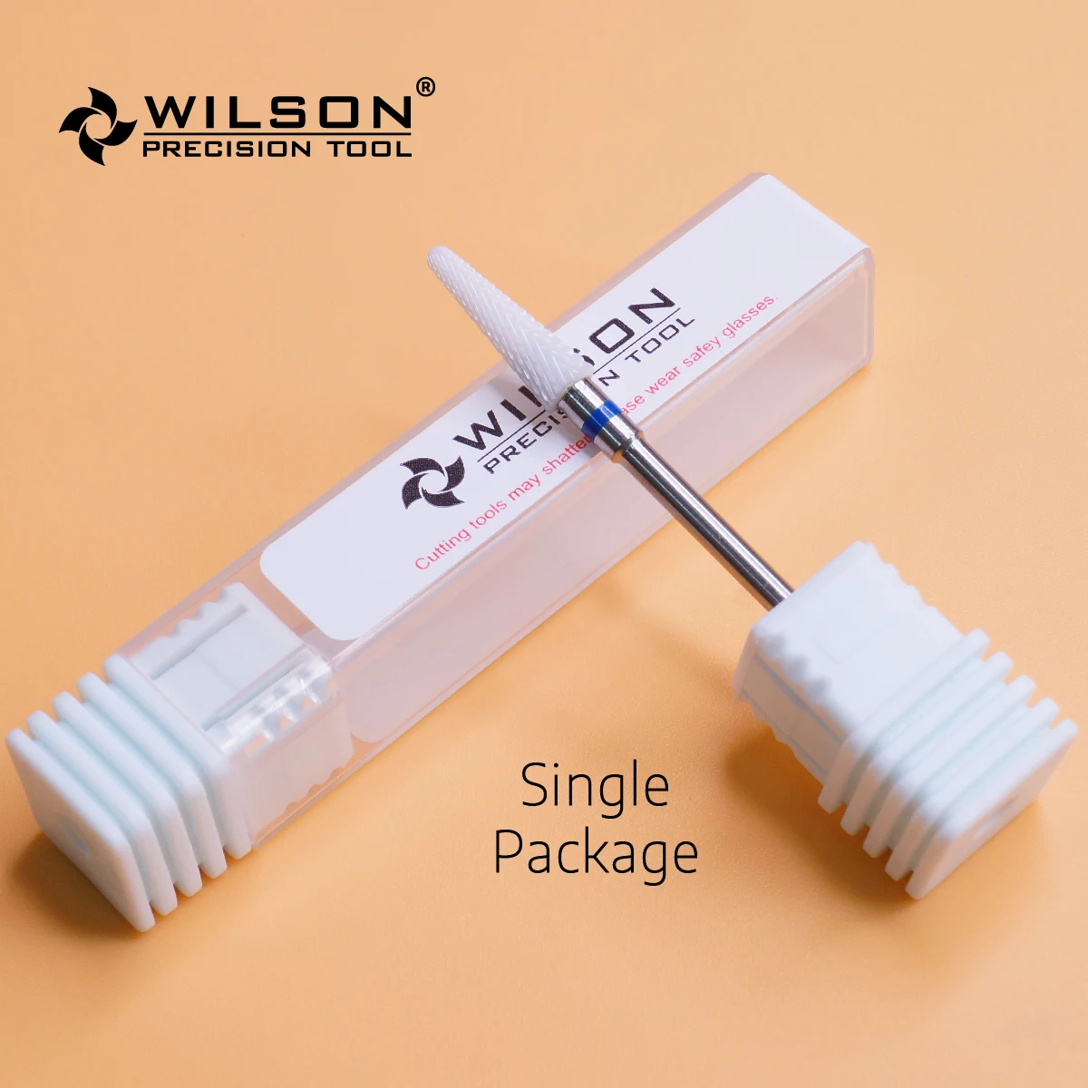 WILSON PRECISION TOOL Conical Shape 4.5mm - Cross Cut - White Ceramic - (6400305-6400605) - Zirconia Ceramic Burs