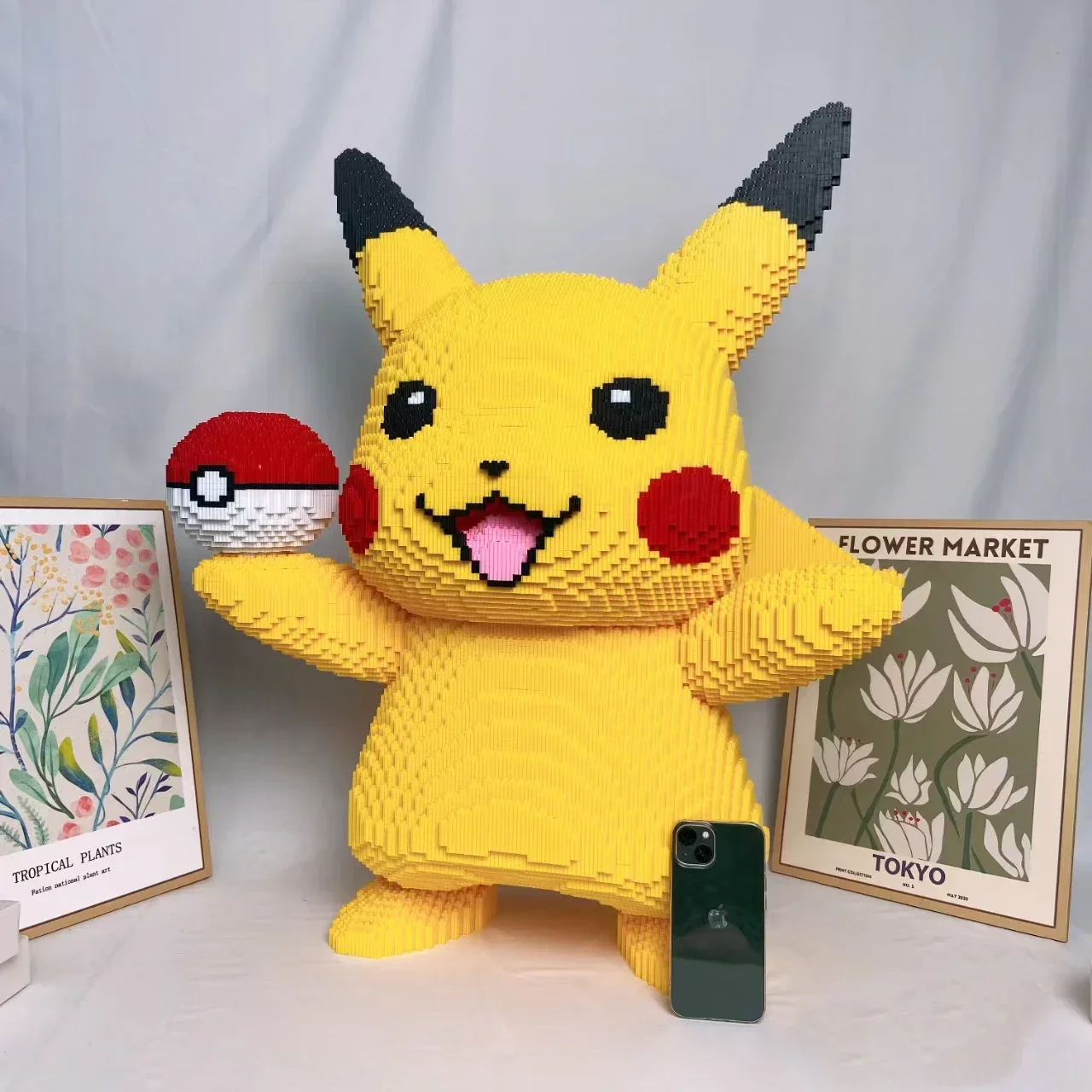 Huge Pikachu Building Blocks Pokemon 80/100cm Diamond 4 Style Assembled Connection Brick Figure Toys For Home Ornament