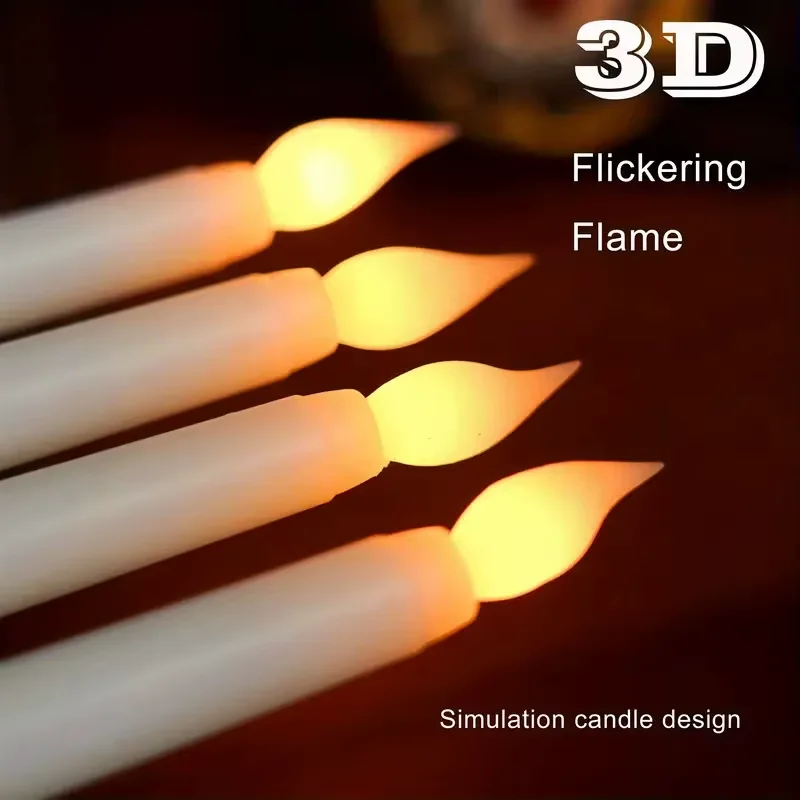 LEDキャンドル 6個セット 炎なしテーパーキャンドル 電池式キャンドル ディナーキャンドルライト 結婚式センターピース用
