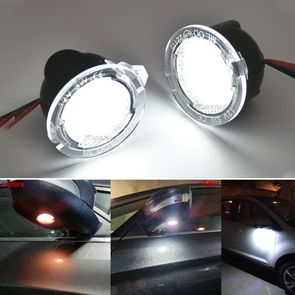 2PCS Car Led Under Side Rearview Mirror Puddle Light Welcome Lamp For Ford F-150 Mondeo MK5 Edge Fusion Explorer Flex Taurus