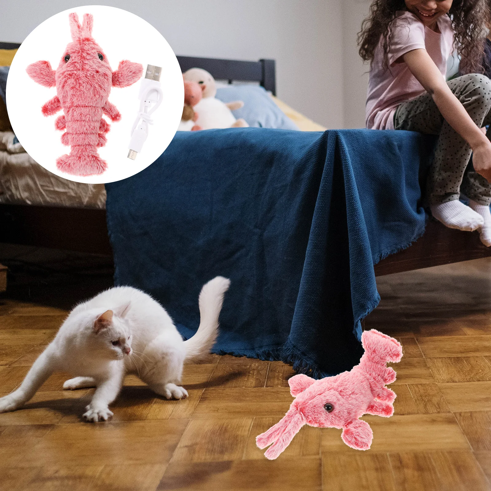 Balacoo Plush Cat Toy Electric Floppy Lobster Interactive Chewing Stuffed Pet Kitten Dancing Moving Toys