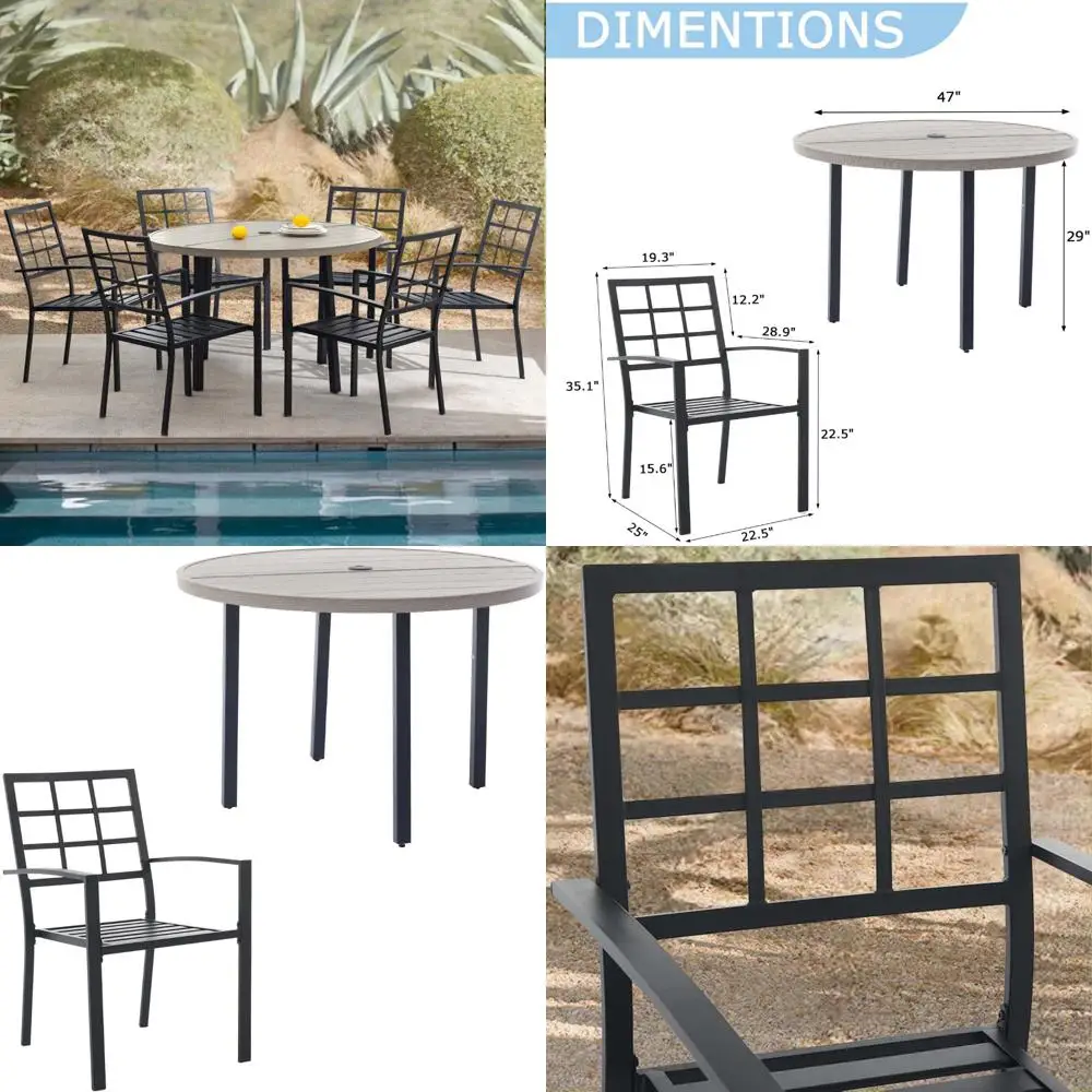 7 piece outdoor dining set, patio dining set for 6, 47