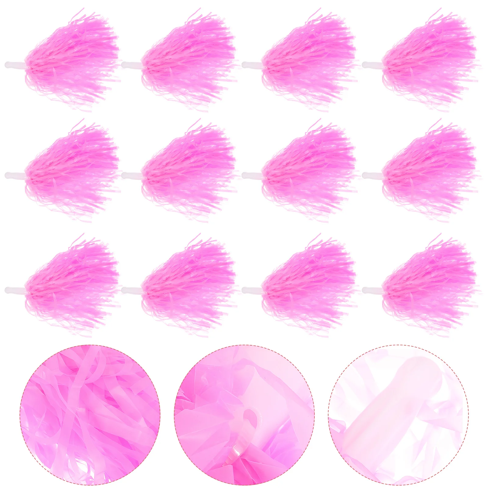 12 Pcs Cheerleading Bouquet Gymnastics Props Pink Pom Poms Cheerleader Pompoms Dance Hand Flowers Metallic Performance Decor