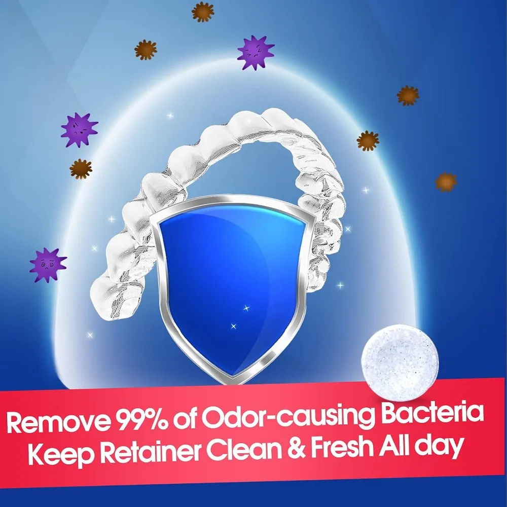 Professional Dental Retainer & Denture Cleaner Tablets 36 Count One Month Supply for Daily Cleaning of Aligners Night Guards Mouth Guards False Teeth Removes Stains Plaque Odor Whitening Solution for Fresh Breath and view 5