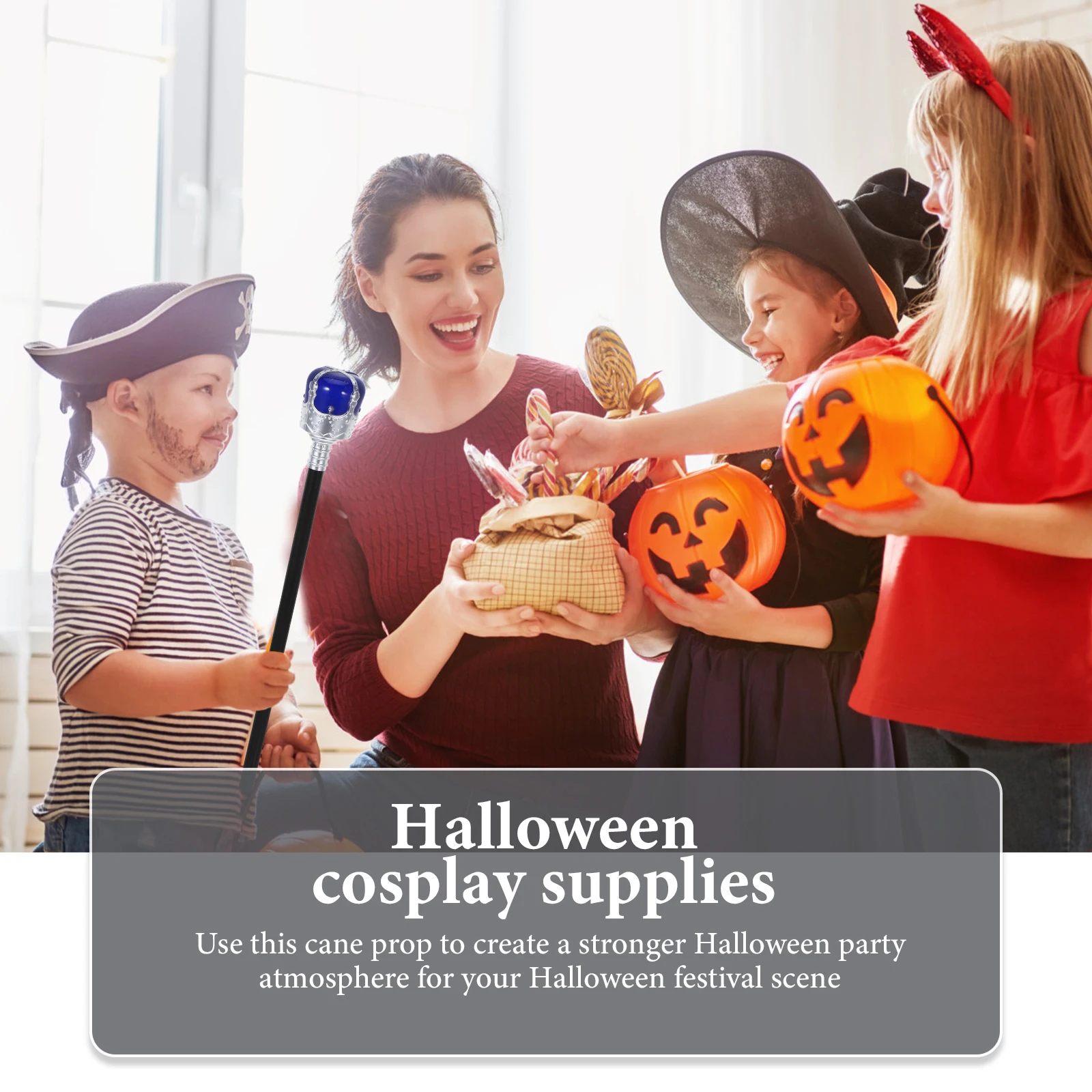 

Plastic Halloween Cane Prop Lightweight Walking Wand Decorative Scepter Stick For Party Costume Accessories Role Play Decor
