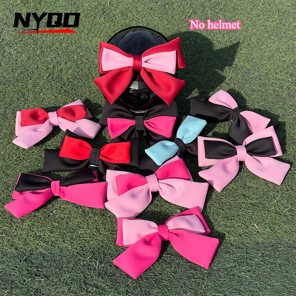 Cute Bowknot Electric Vehicle Decoration Helmet Bow Cloth Satin Ribbon Bow Helmet Decoration Motorcycle Helmet Accessories
