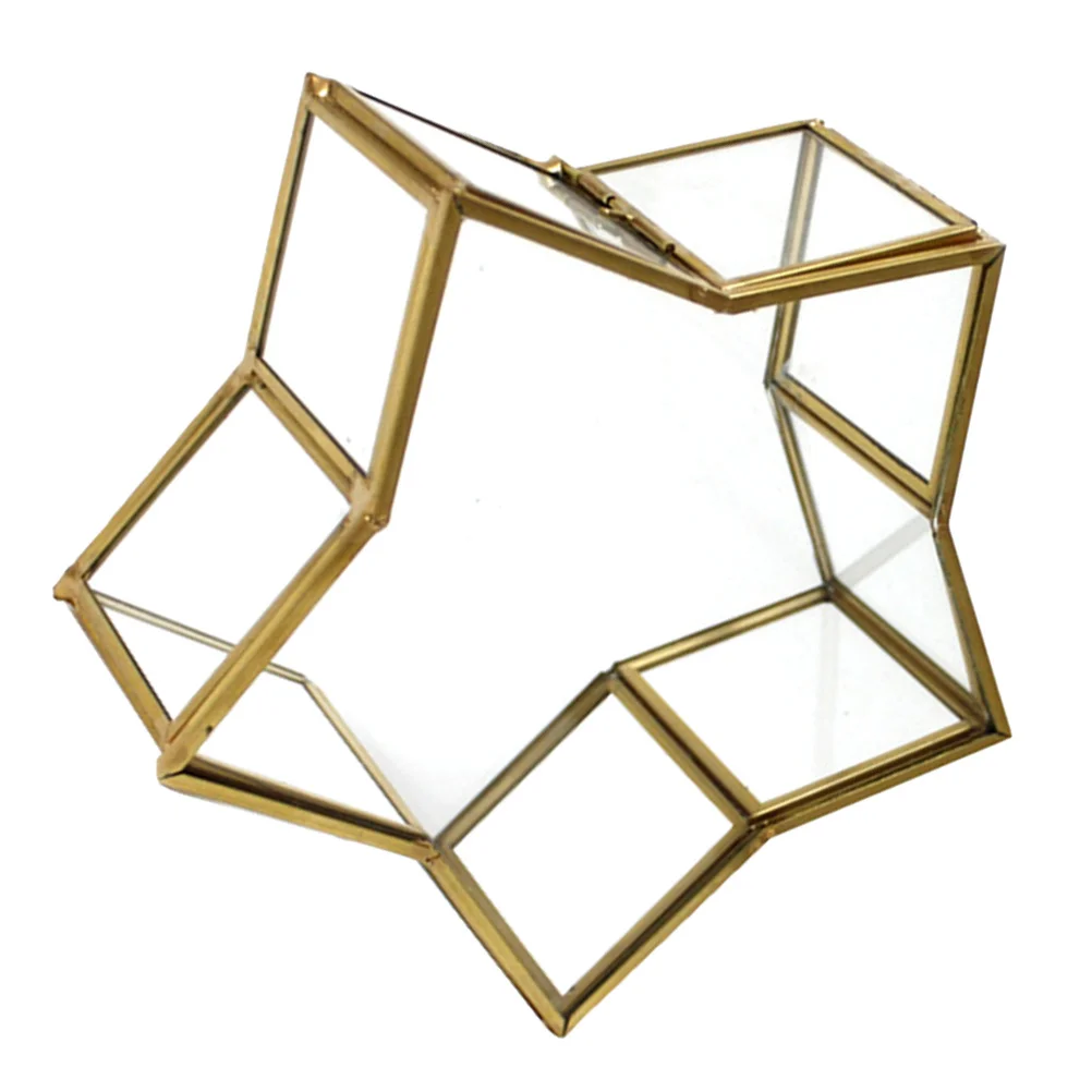 

Прозрачный стеклянный футляр-органайзер в форме пятиконечной звезды для хранения украшений, колец, серег, дорожный футляр для хранения мелочей и пожеланий