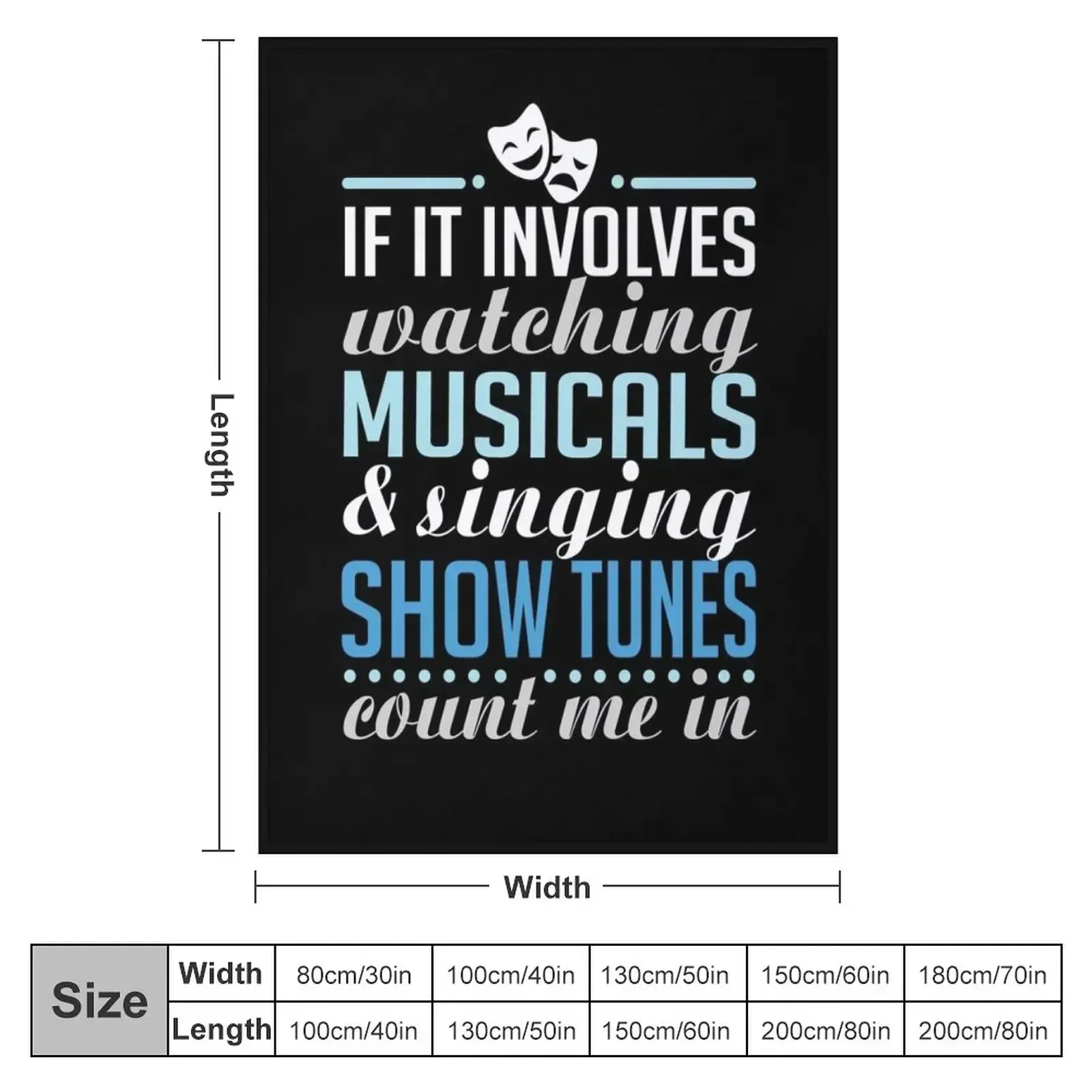 If It Involves Watching Musicals and Sing Show Tunes Throw Blanket couch cozy soft plush fuzzy picnic outdoor blanket