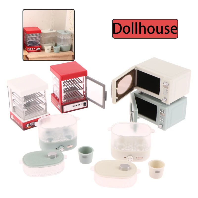 1:12 Dollhouse Miniature Micro-wave Oven Bread Cabinet Steam Box Household Electric Model Decor Toy Doll House Accessories