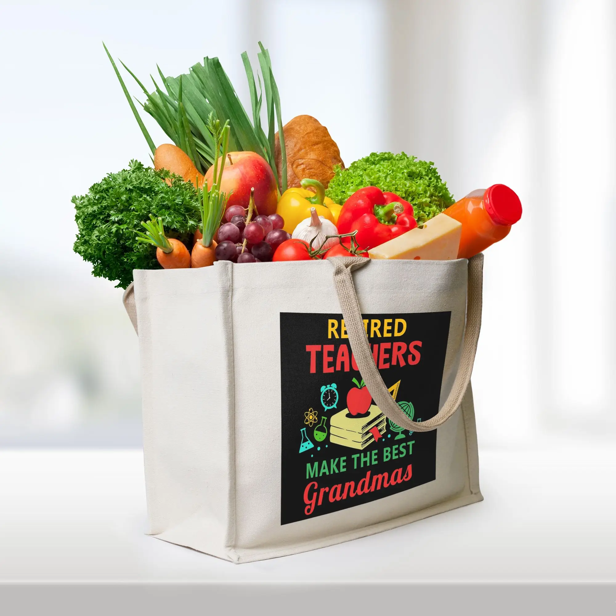 

Холщовая сумка-тоут для женщин, дорожная сумка через плечо, сумка для покупок, сумка для путешествий, с надписью «Учителя на пенсии — лучшие бабушки»