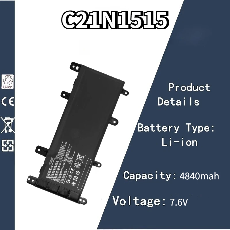 

7.6V 4840mah C21N1515 Laptop Battery For Asus VivoBook R753UB/TY046T/TY128T/TY082T/R753UV/TY131T